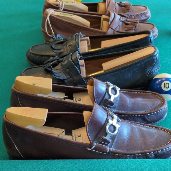 Salvatore Ferragamo Black and Brown Leather Loafer-3 Pair 10EE.  Make an offer.
